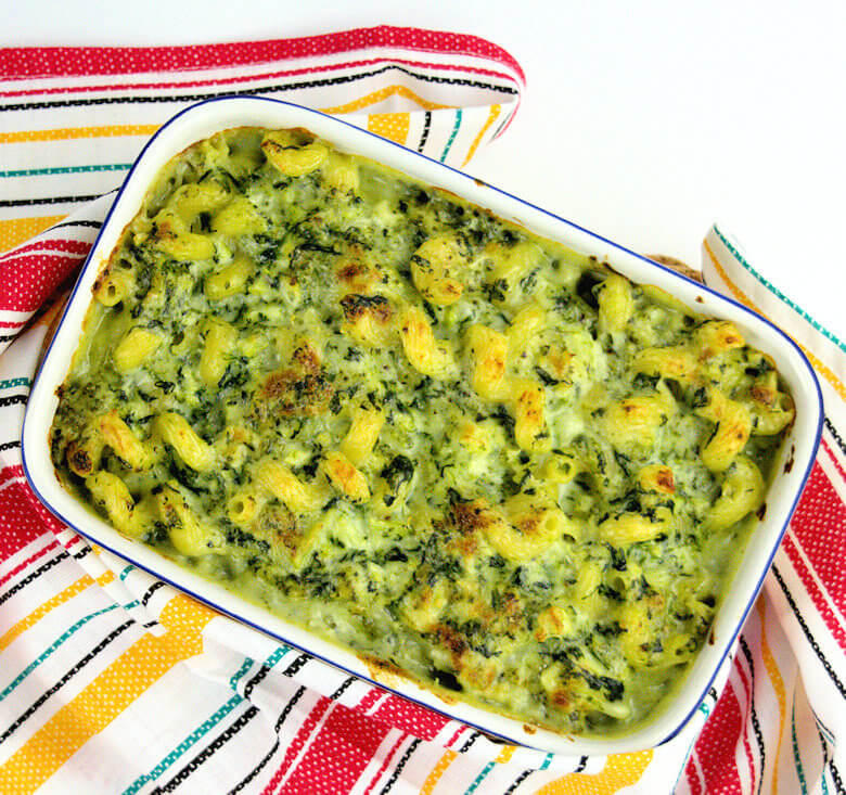 Mac & Cheese com brócolis e espinafre